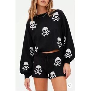 Beach Riot Ava Sweater & Balboa Shorts Set in Ghoulish Delight, M